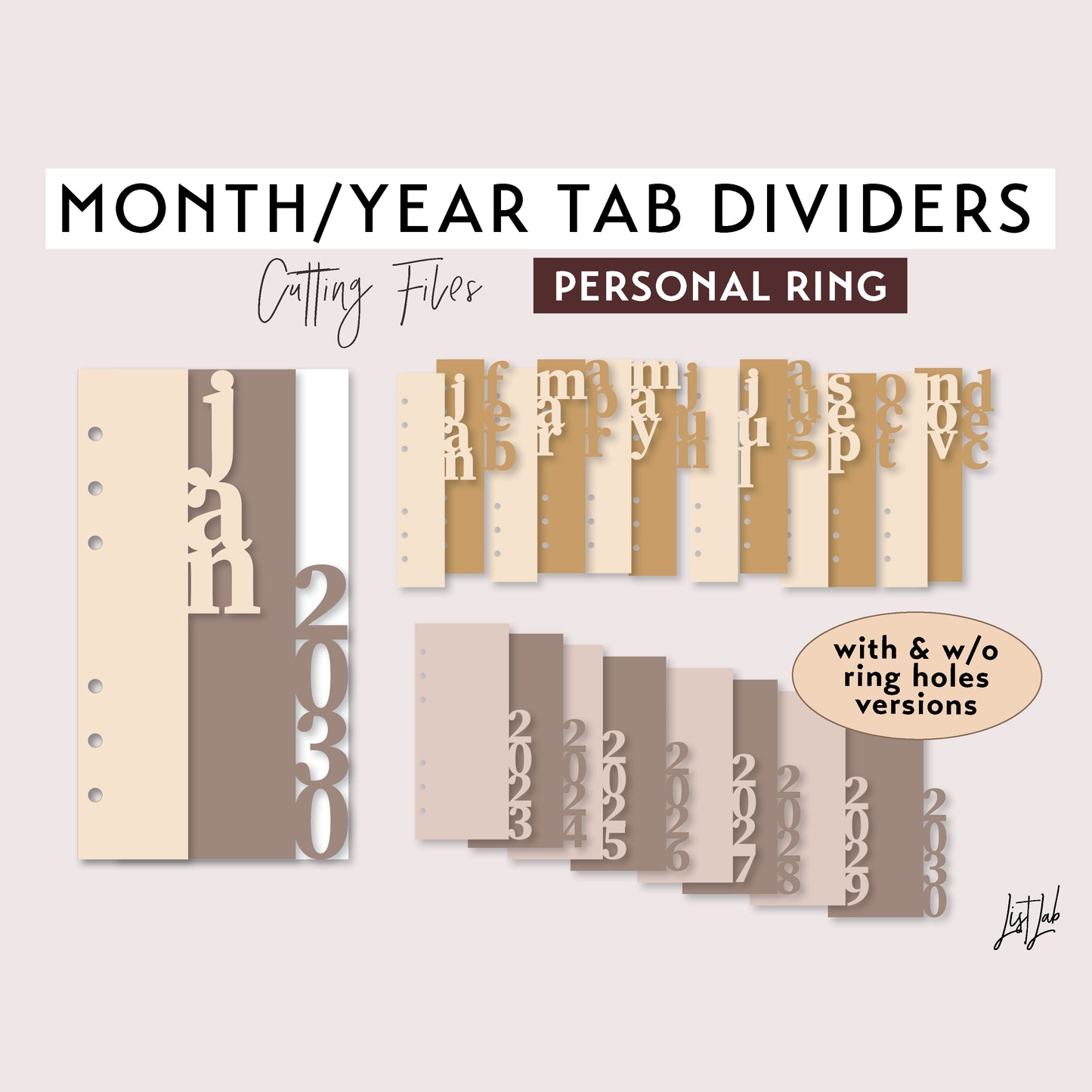 Personal Ring MONTH and YEAR DIVIDERS Cutting Files Set