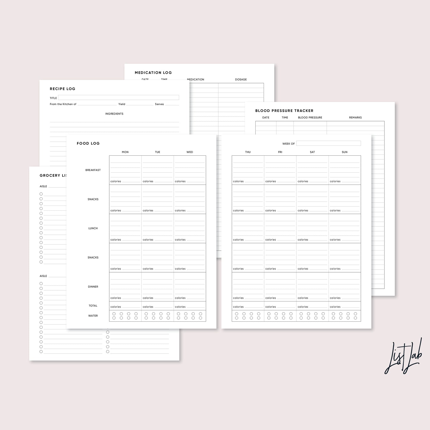 A4 and Letter Size  Ring / Discbound HEALTH Kit Printable Set