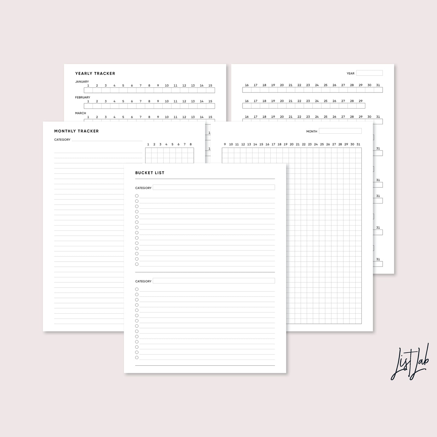 A4 and Letter Size  Ring / Discbound PRODUCTIVITY Kit Printable Set