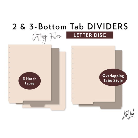 LETTER Disc 2 & 3-Bottom Tab Dividers Cutting Files Set