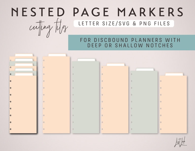 LETTER Size Disc Nested Page Markers Cutting Files Set