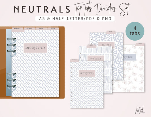 A5 & Half-letter Ring TOP TABS Printable Dashboards Set