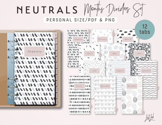 Personal Ring MONTHS Printable Dividers Dashboard Set