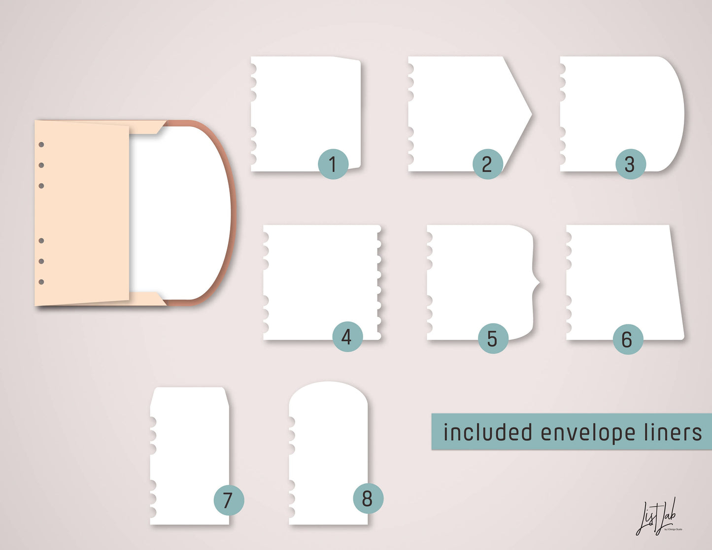 Personal Wide Ring PLANNER ENVELOPES Cutting Files Set