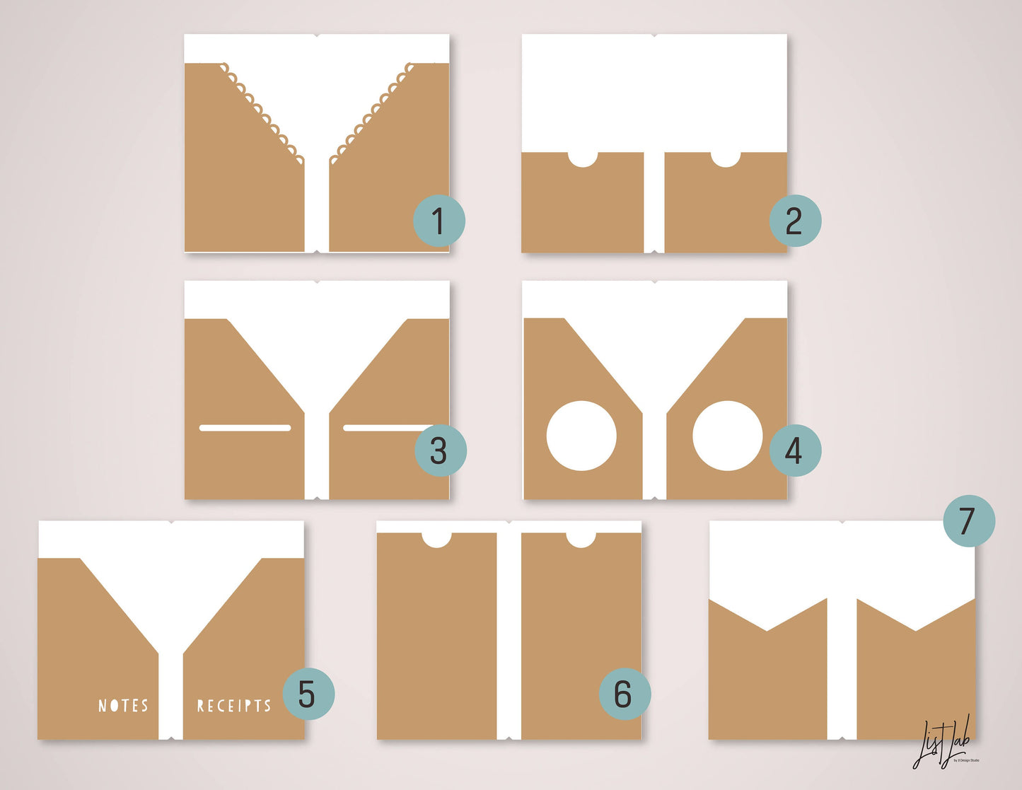Cahier TN Pockets  Die Cutting Files (7 Designs)