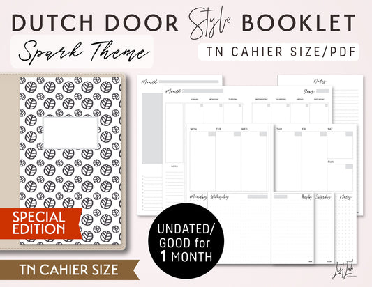 Cahier DUTCH DOOR Style Monthly-Weekly-Daily Dot Grid TN Printable Booklet Insert