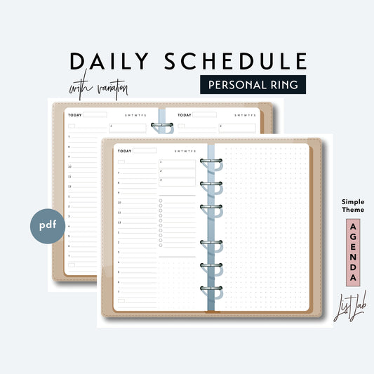 Personal Ring DAILY SCHEDULE Printable Insert Set