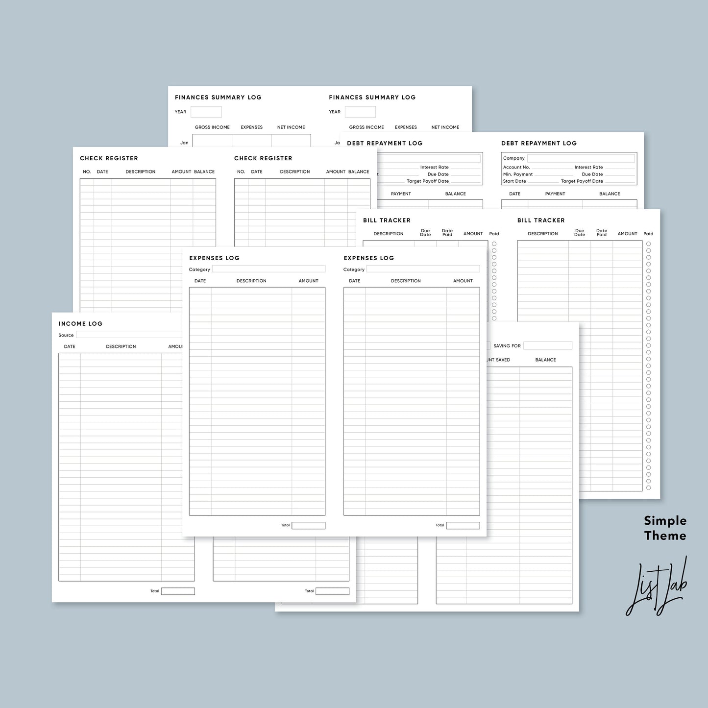 Standard FINANCES KIT TN Printable Planner Insert Set