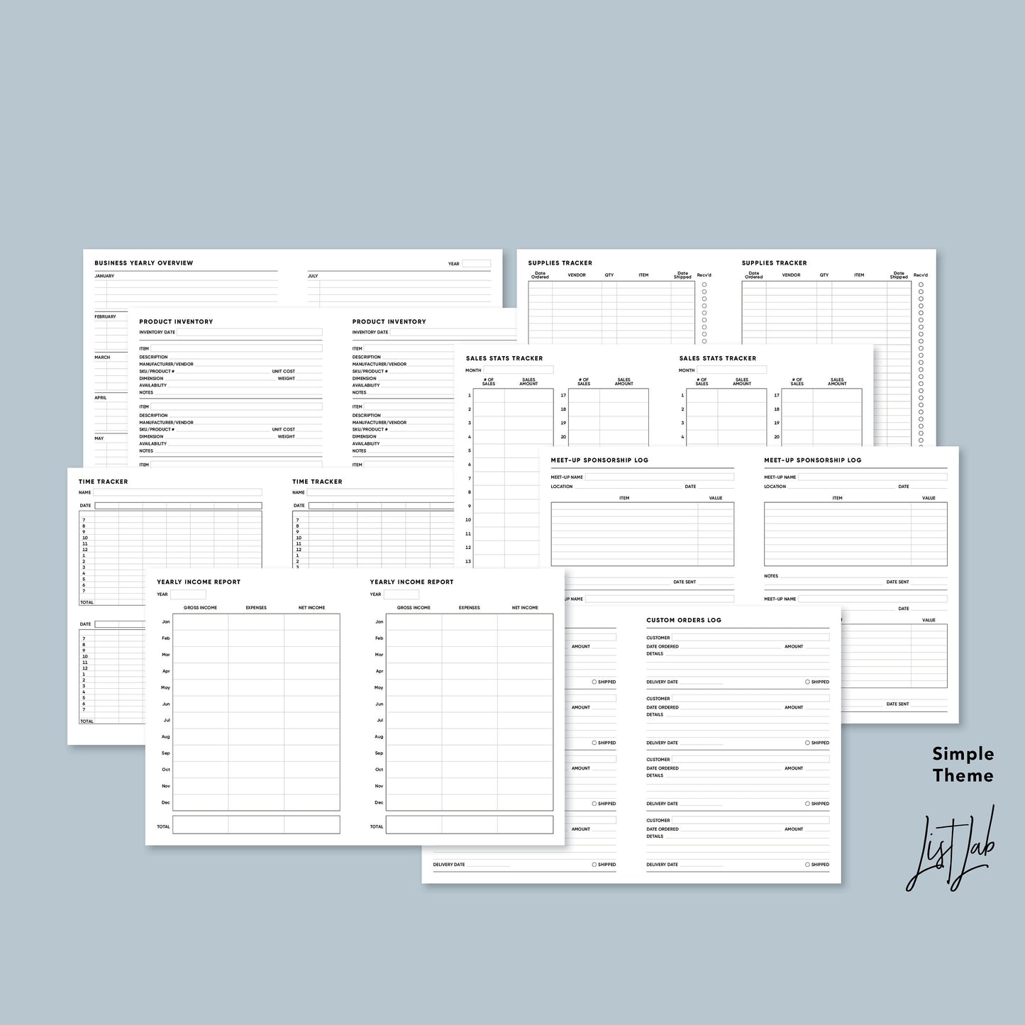 Classic Discbound SMALL BUSINESS KIT Printable Insert Set