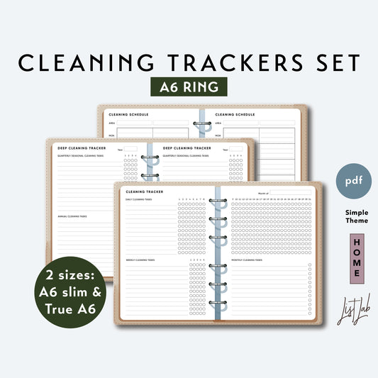 A6 Ring CLEANING TRACKERS Set Printable Set
