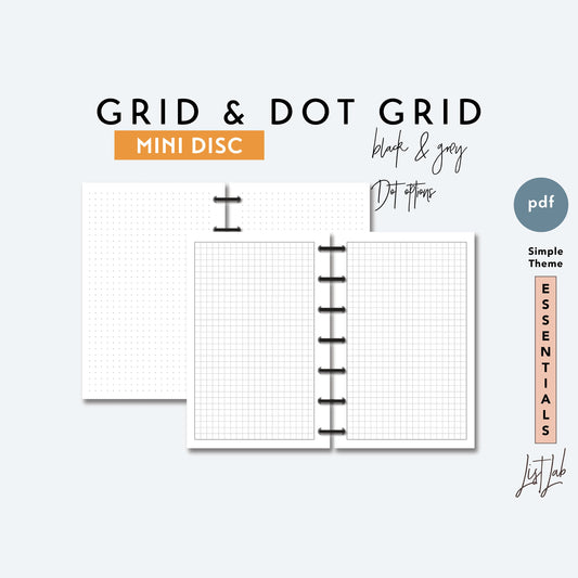 MINI Discbound GRID AND DOT GRID Set Printable Insert Set