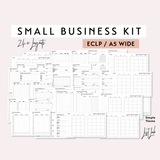 ECLP / A5 Wide Ring SMALL BUSINESS KIT Printable Planner Insert Set