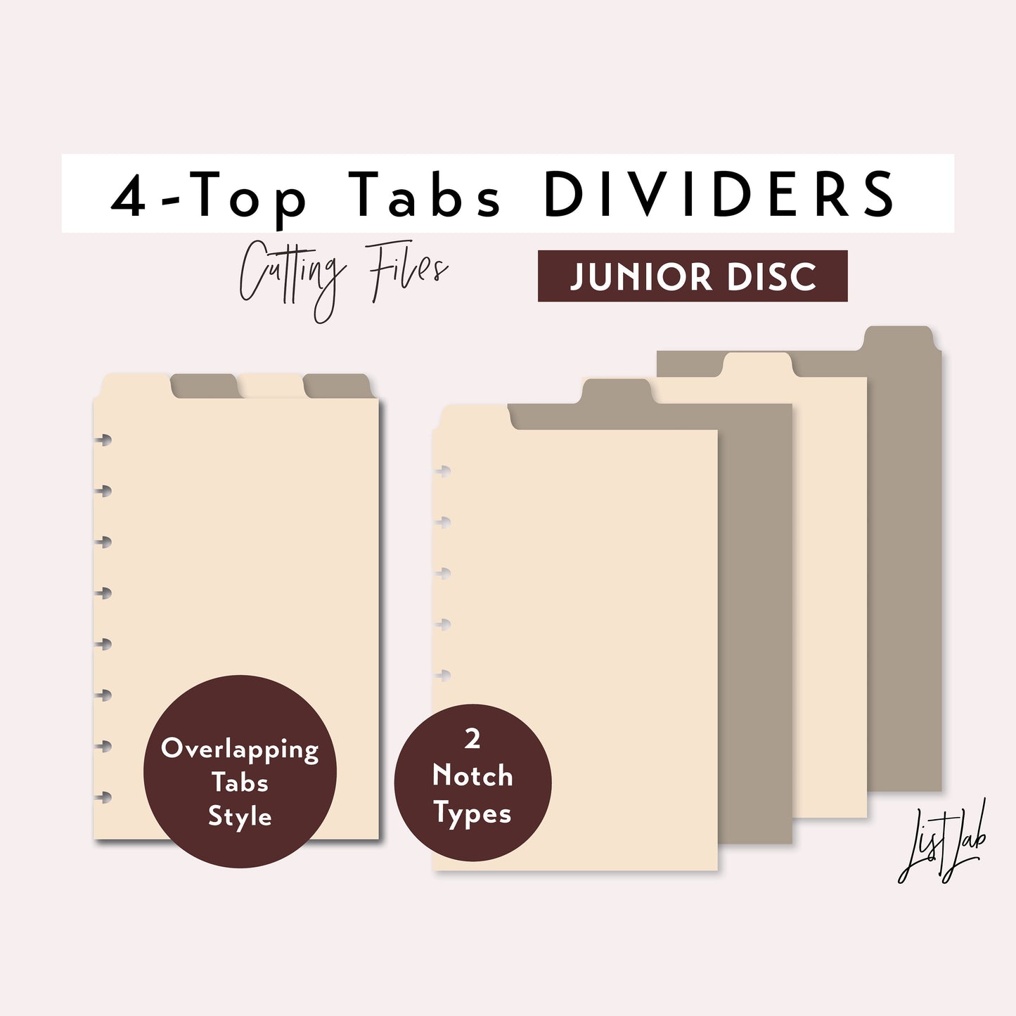 Junior Discbound 4-TOP TAB DIVIDERS Cutting Files Set