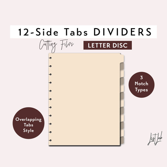 Letter Discbound 12-SIDE TAB DIVIDERS Cutting Files Set