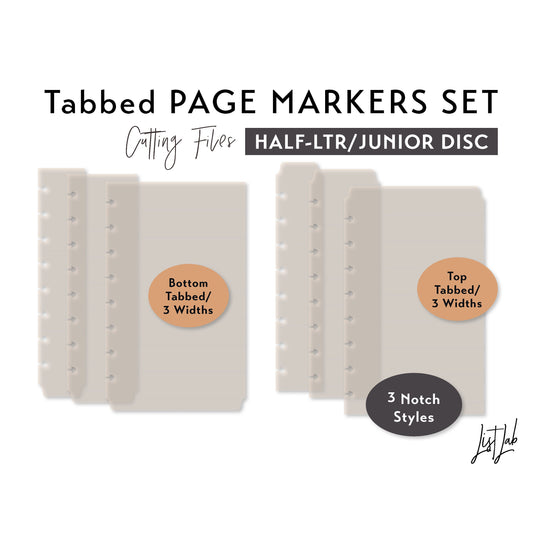 Junior/Half-Letter Disc Tabbed Page Markers - 3 widths – Cutting Files Set