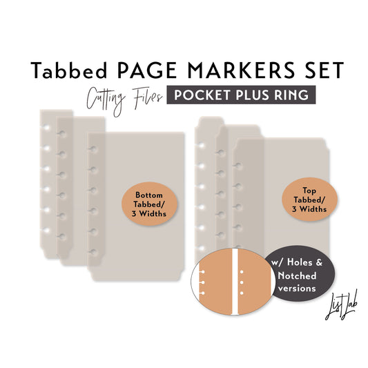 Pocket Plus Ring Tabbed Page Markers - 3 widths - Cutting Files Set