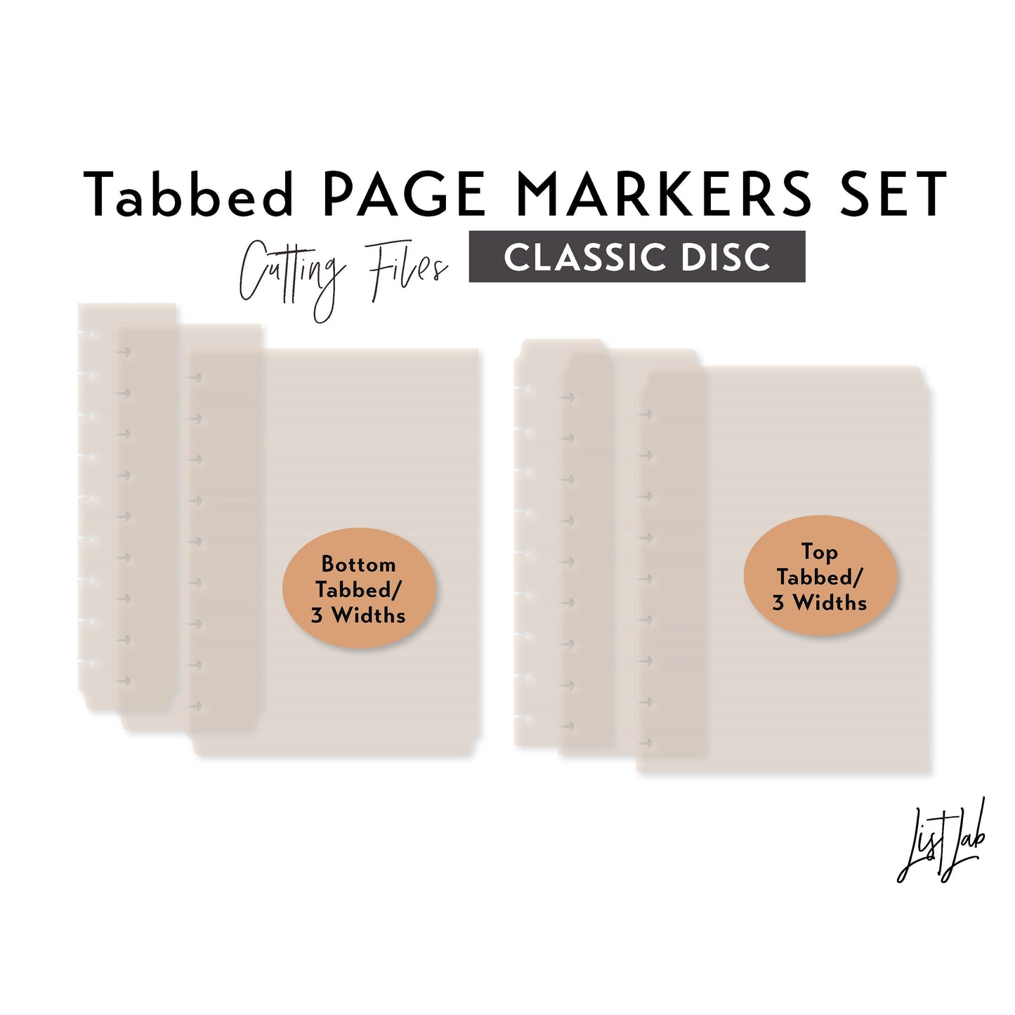 CLASSIC DISC Tabbed Page Markers - 3 widths – Die Cutting Files Set