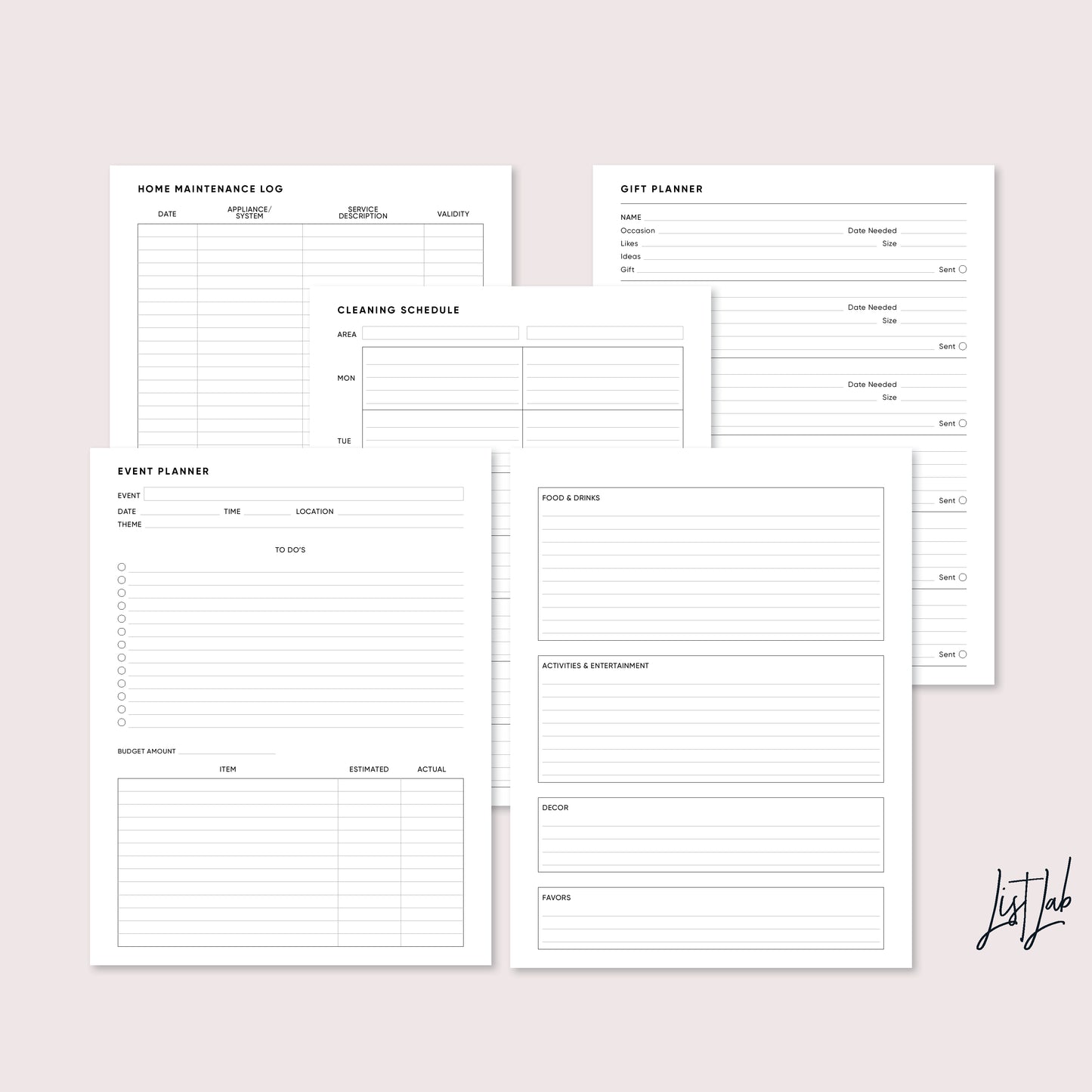 A4 and Letter Size  Ring / Discbound HOME MANAGEMENT Kit Printable Set