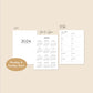 2024 A6 Ring Yearly/Monthly/Weekly Horizontal Printable Set