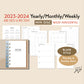 Aug 2023 - Dec 2024 Mini Disc Yearly/Monthly/Weekly Horizontal Printable Set