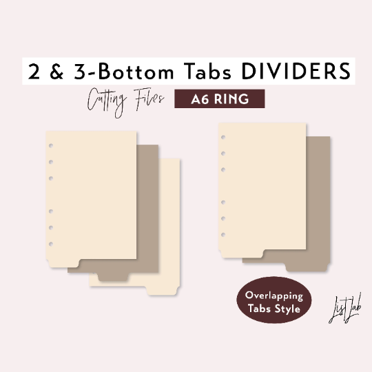 A6 Ring 2 & 3 BOTTOM TAB DIVIDERS Cutting Files Set