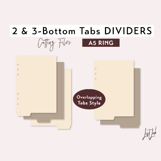 A5 Ring 2 & 3 BOTTOM TAB DIVIDERS Cutting Files Set