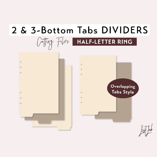 Half-letter Ring 2 & 3 BOTTOM TAB DIVIDERS Cutting Files Set