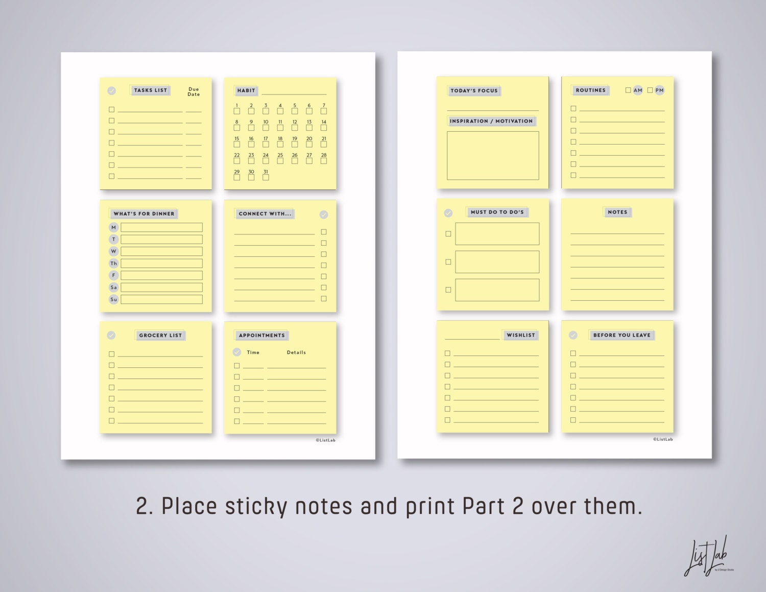 Sticky Notes Set of 3  project. Inbox. follow up. – Fancy Plans Co