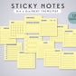 3 X 3 in Sticky Notes Printable Set