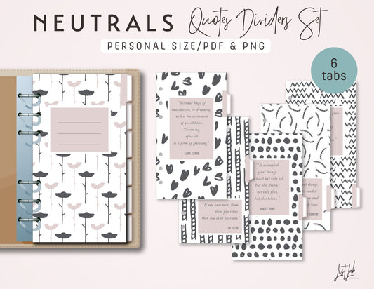 Personal Ring QUOTES Dividers Printable Set