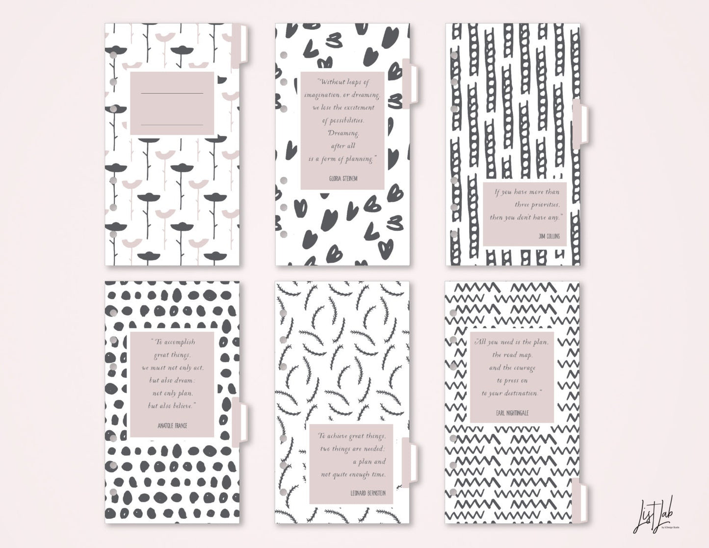 Personal Ring QUOTES Dividers Printable Set
