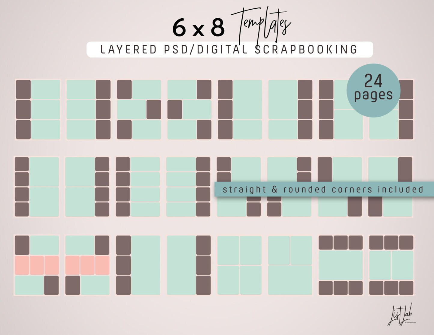 6x8 Templates for Digital Scrapbooking