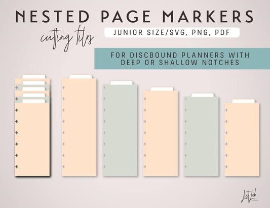 JUNIOR Disc Nested Page Markers  Cutting Files Set