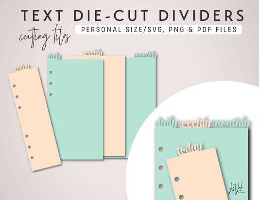 Personal Ring TEXT TAB Dividers and Page Markers Cutting Files Set