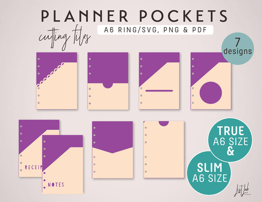 A6 Ring PLANNER POCKETS Cutting Files Set