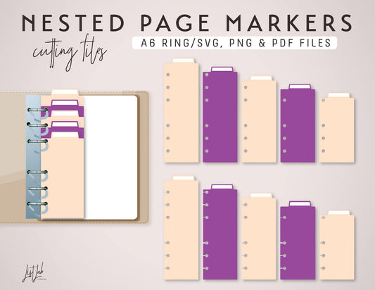 A6 Ring Nested PAGE MARKERS Cutting Files Set