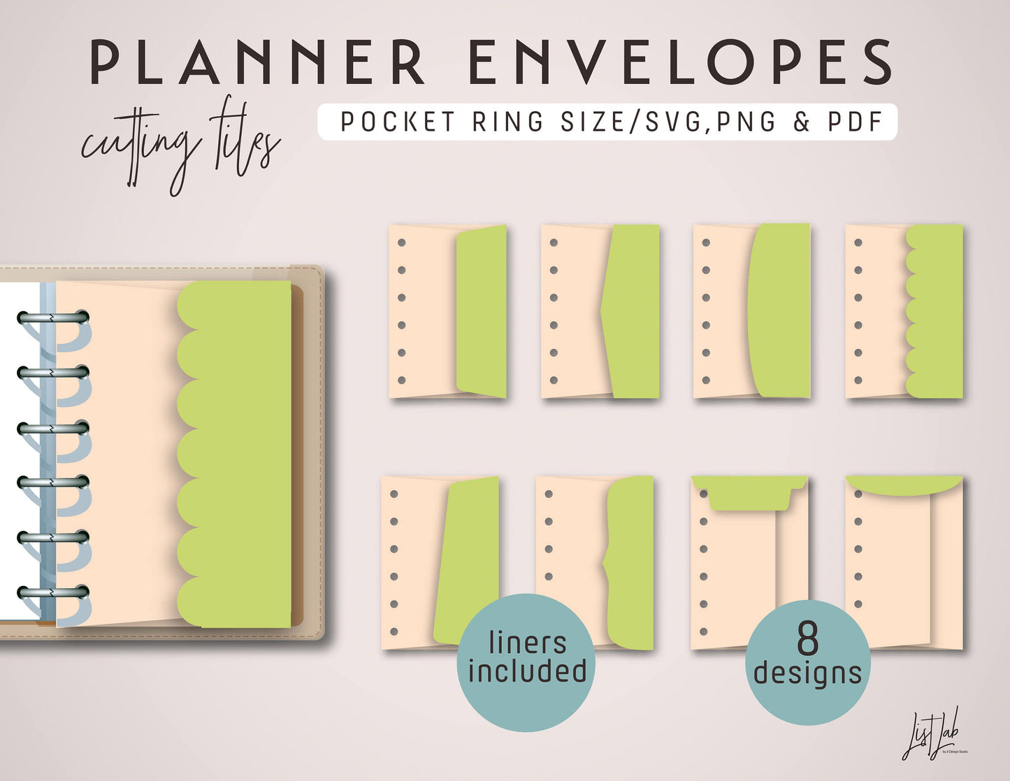 Pocket Ring PLANNER ENVELOPES Cutting Files Set