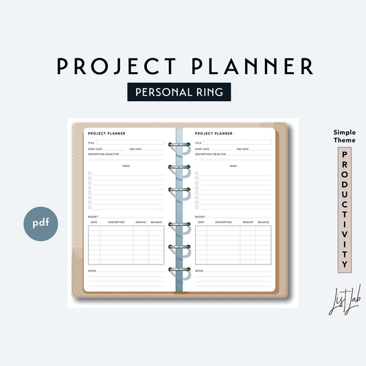 Personal Ring PROJECT PLANNER Printable Insert Set