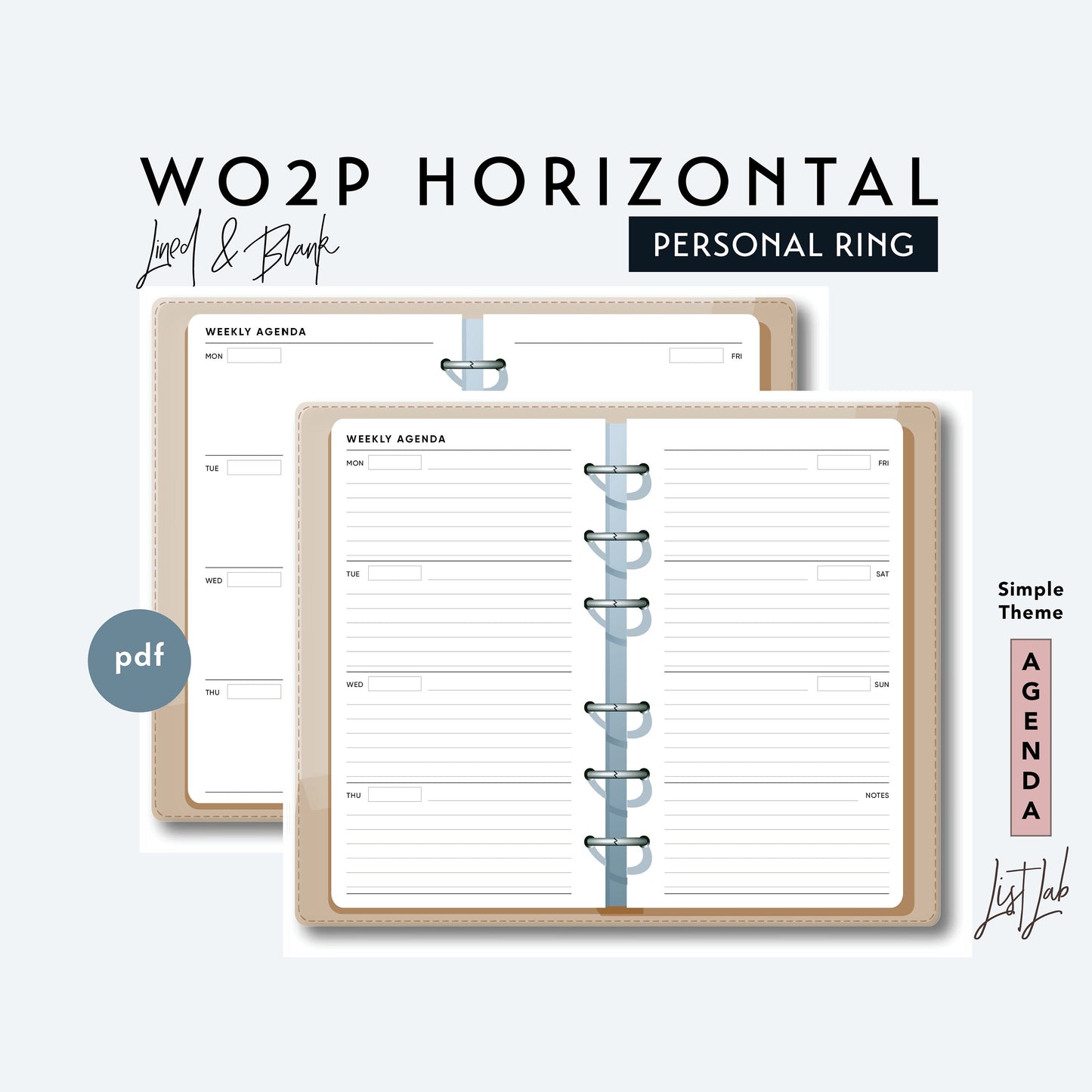 Personal Ring WO2P HORIZONTAL Printable Insert Set
