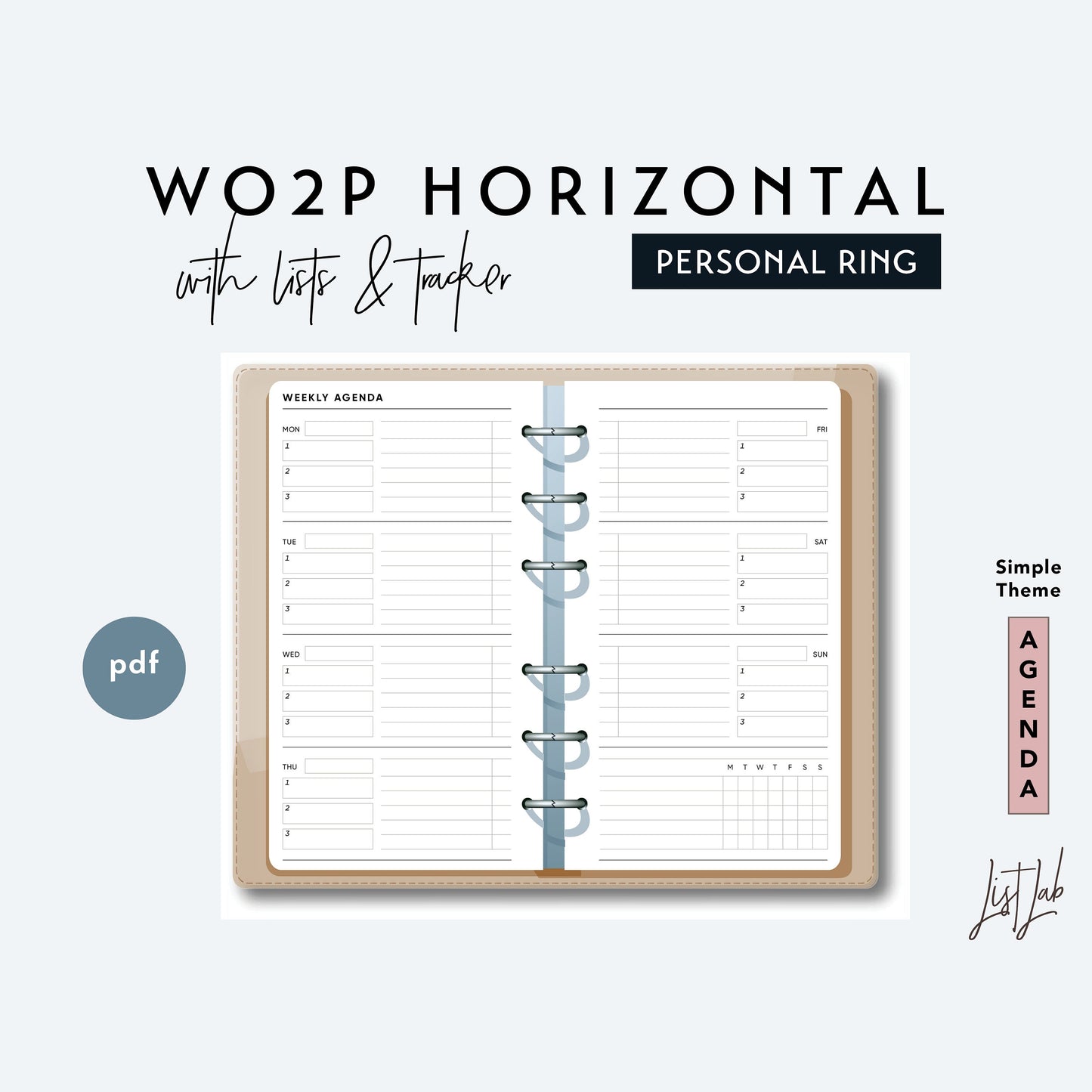 Personal Ring WO2P HORIZONTAL with Tracker Printable Insert Set