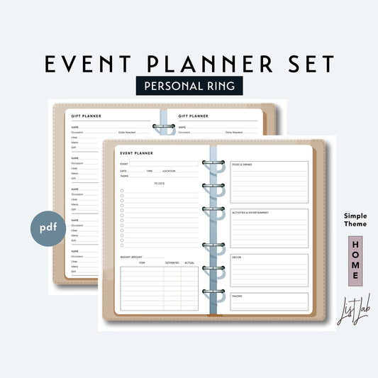 Personal Ring EVENT PLANNER and GIFT PLANNER Printable Insert Set