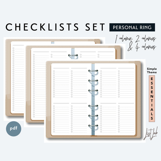 Personal Ring CHECKLISTS Printable Insert Set