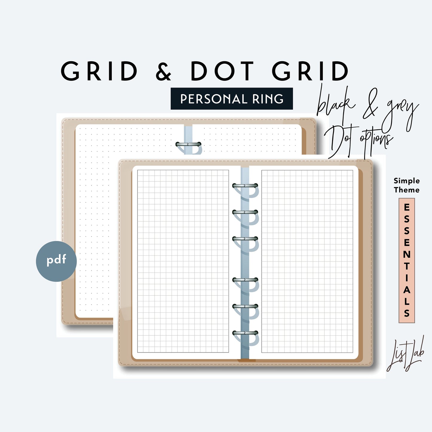 Personal Ring GRID & DOT GRID Printable Insert Set
