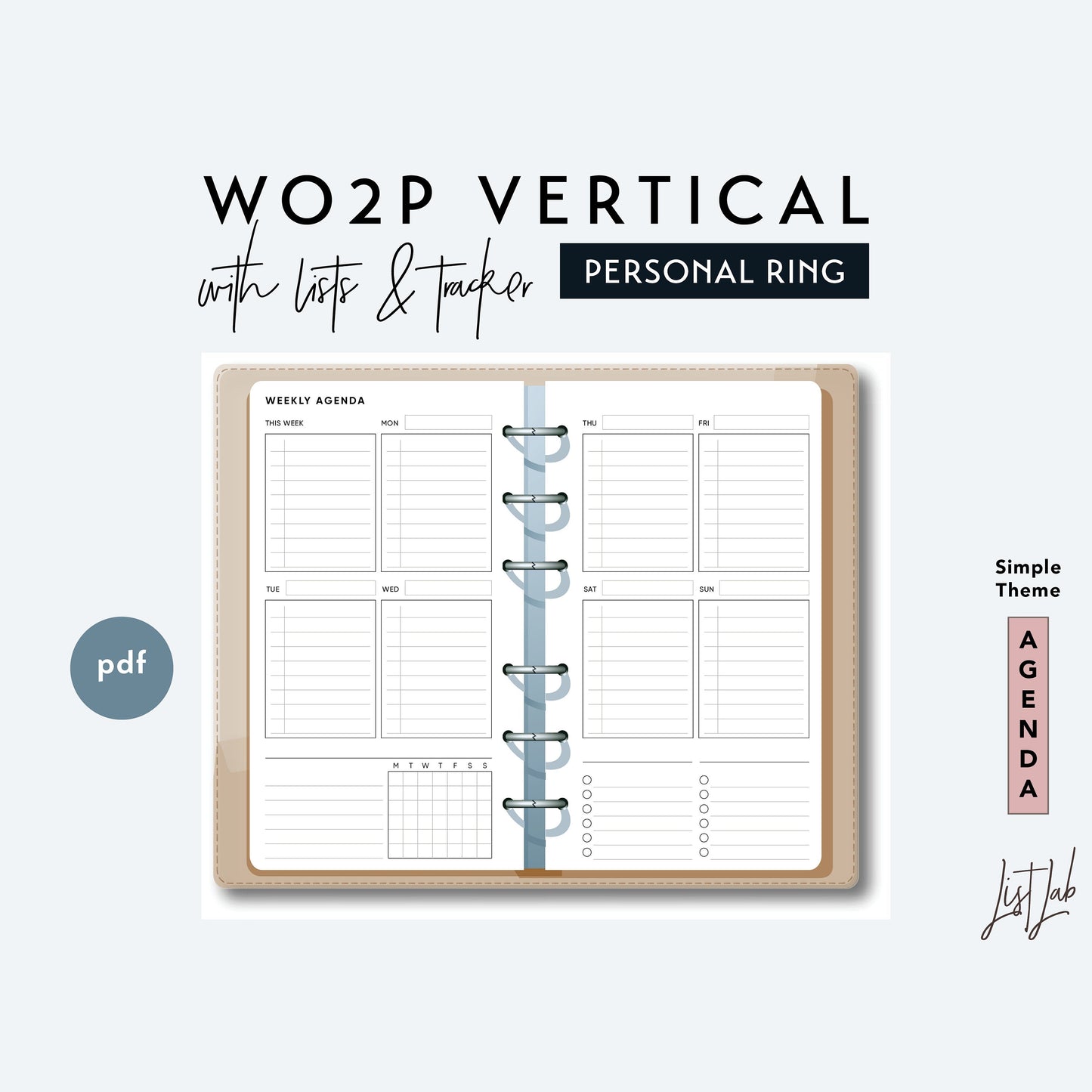 Personal Ring Wo2P VERTICAL - with Lists and Tracker Printable Insert Set