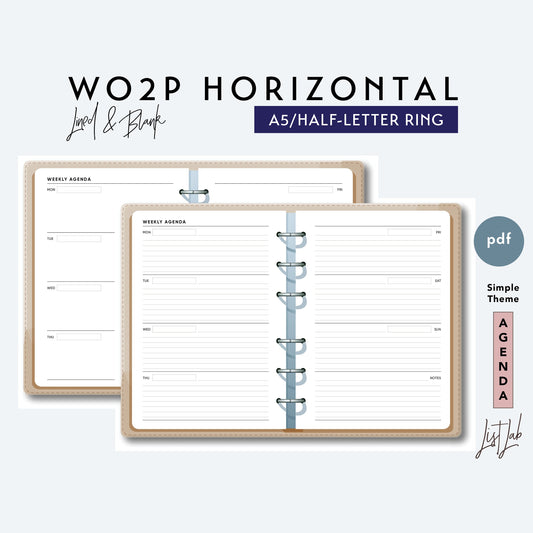 A5 / Half-Letter Ring WO2P Horizontal Printable Set