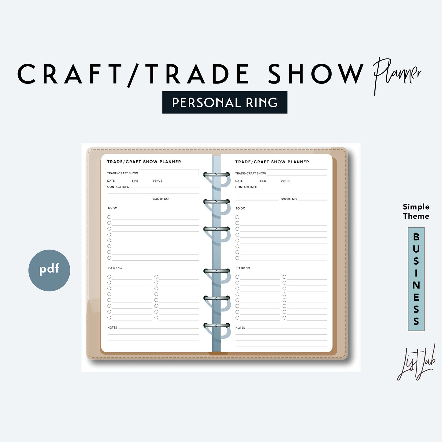 Personal Ring CRAFT TRADE SHOW Printable Insert Set