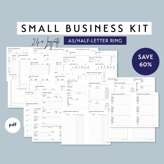 A5 Half-letter Ring SMALL BUSINESS KIT Printable Set