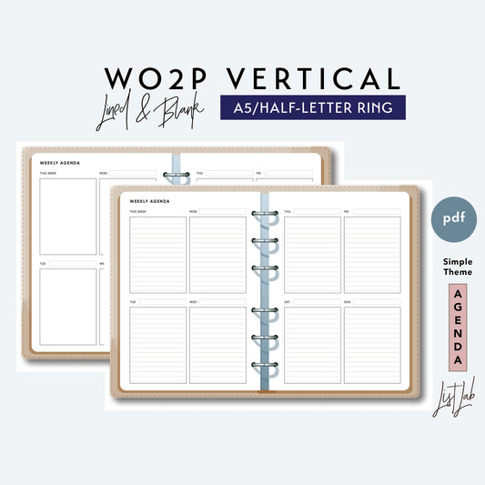 A5 / Half-Letter Ring WO2P Vertical Printable Set