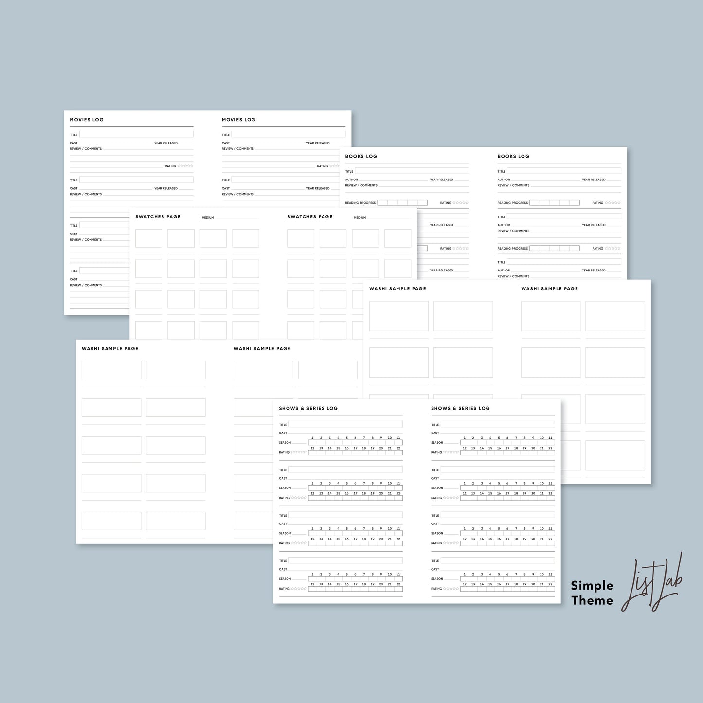 Personal Wide Ring ME TIME KIT Printable Insert Set