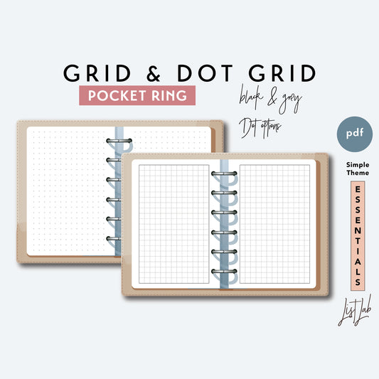 Pocket Ring GRID and DOT GRID Printable Insert Set